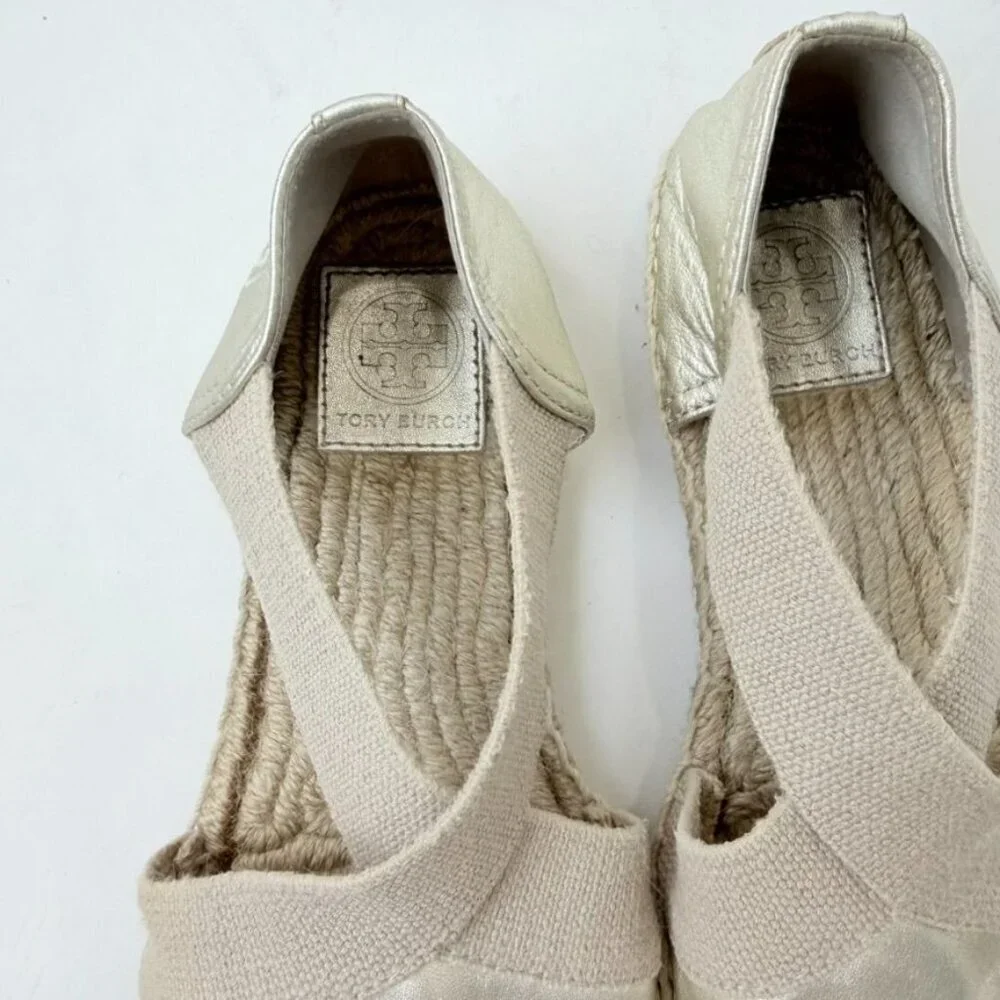 Tory Burch Catalina Espadrille Flats – Metallic Gold Size 6